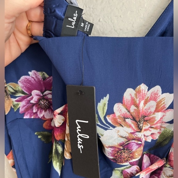 NWOT Always There For Me Navy Blue Floral Print Wrap Maxi Dress - Picture 6 of 7